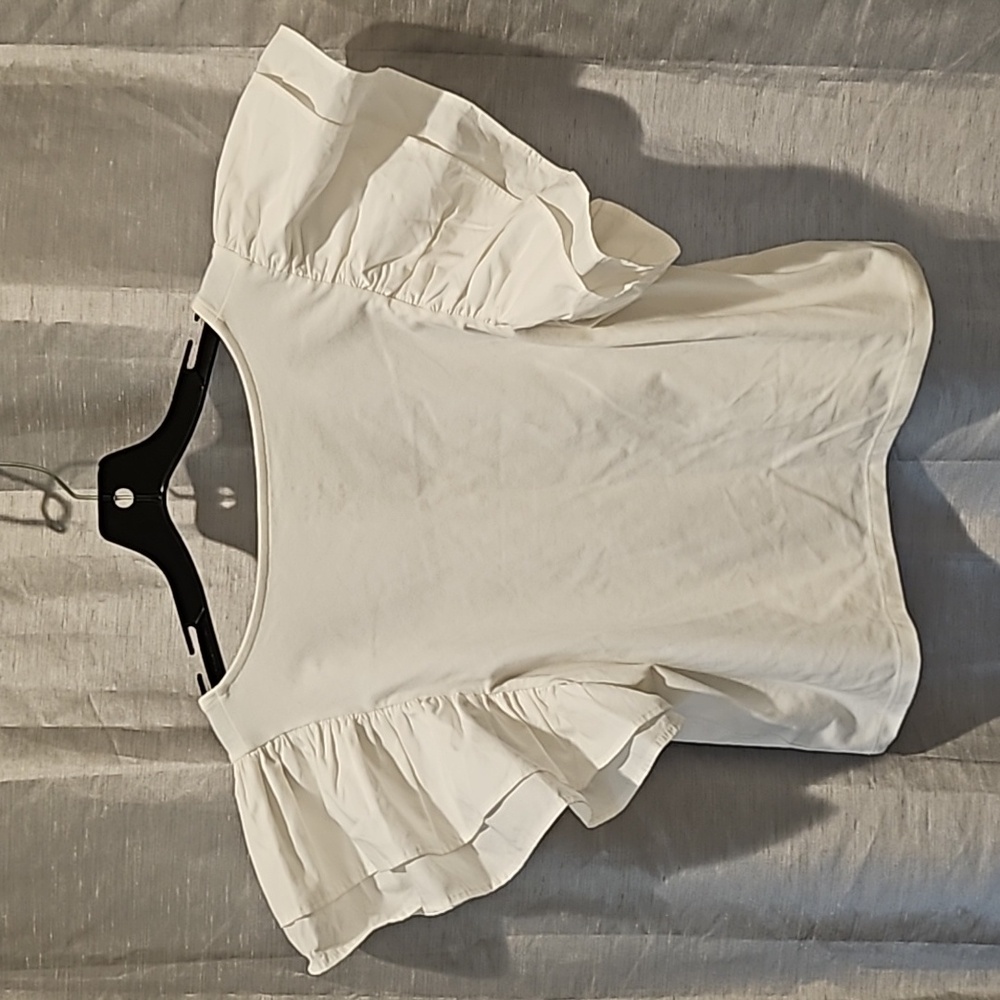 White Ruffle Sleeve Top - Picture 2 of 13